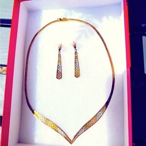 Gold/Silver Necklace & Earring Set